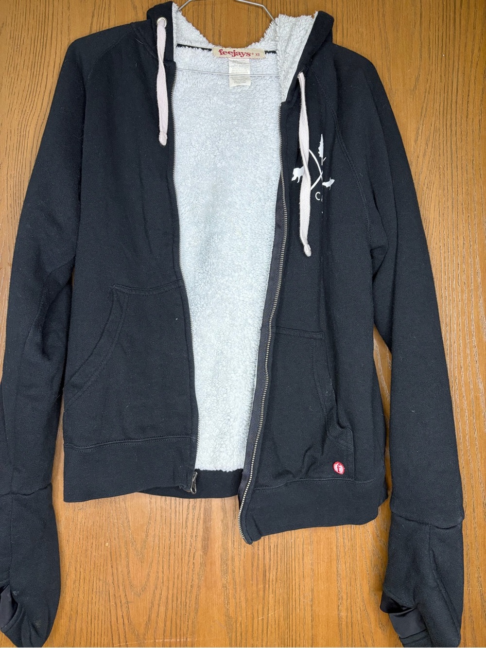 Feejays Women's Black Zip-Up Sherpa Lined Hoodie